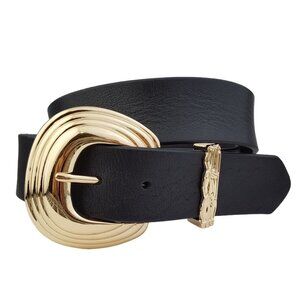 Shiny Gold Buckle and Loop in Genuine Leather belt